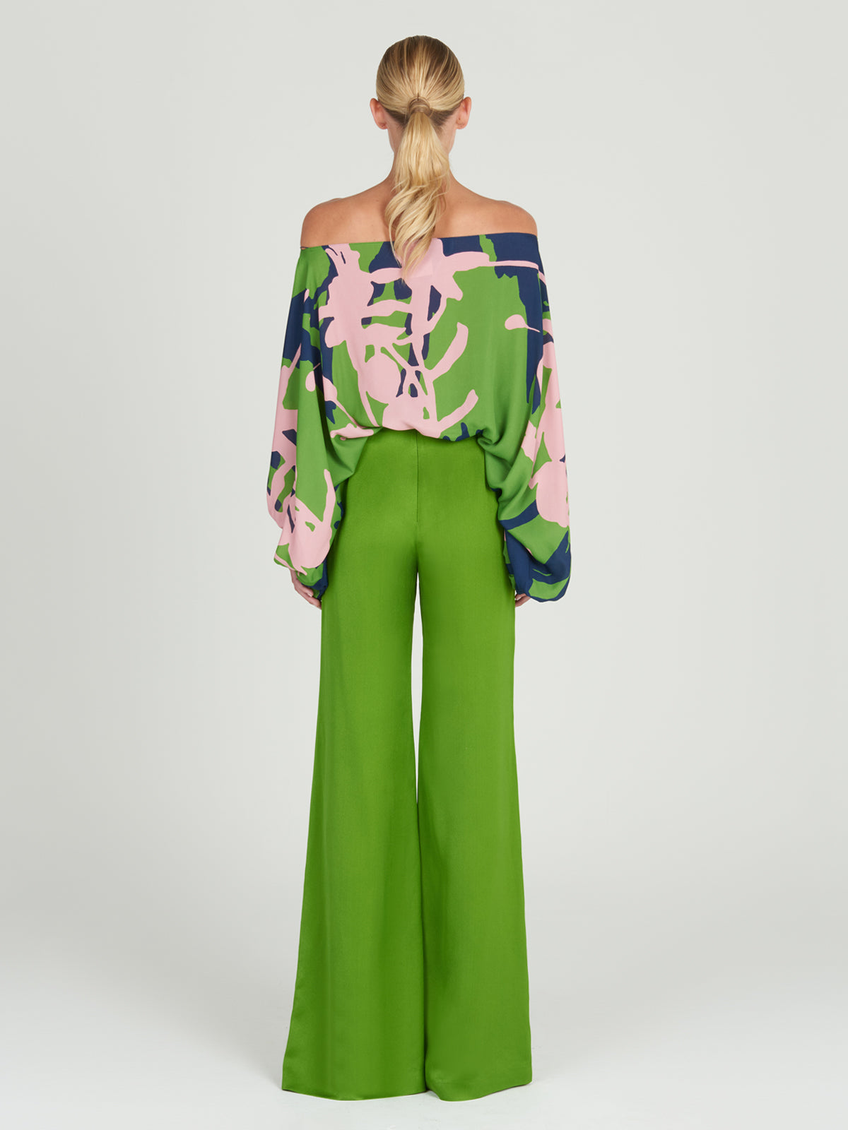 Green Commuter Wide-Leg Pants