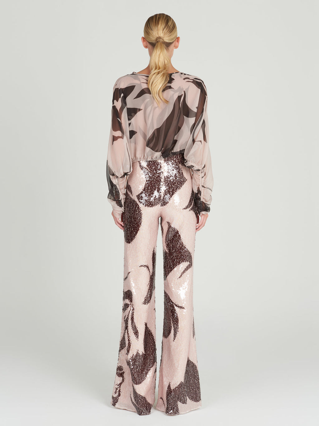 Printed Drawstring Long-Sleeve Top