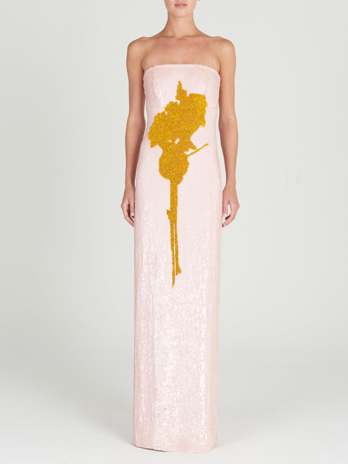 Pink Embroidered Sequined Gown