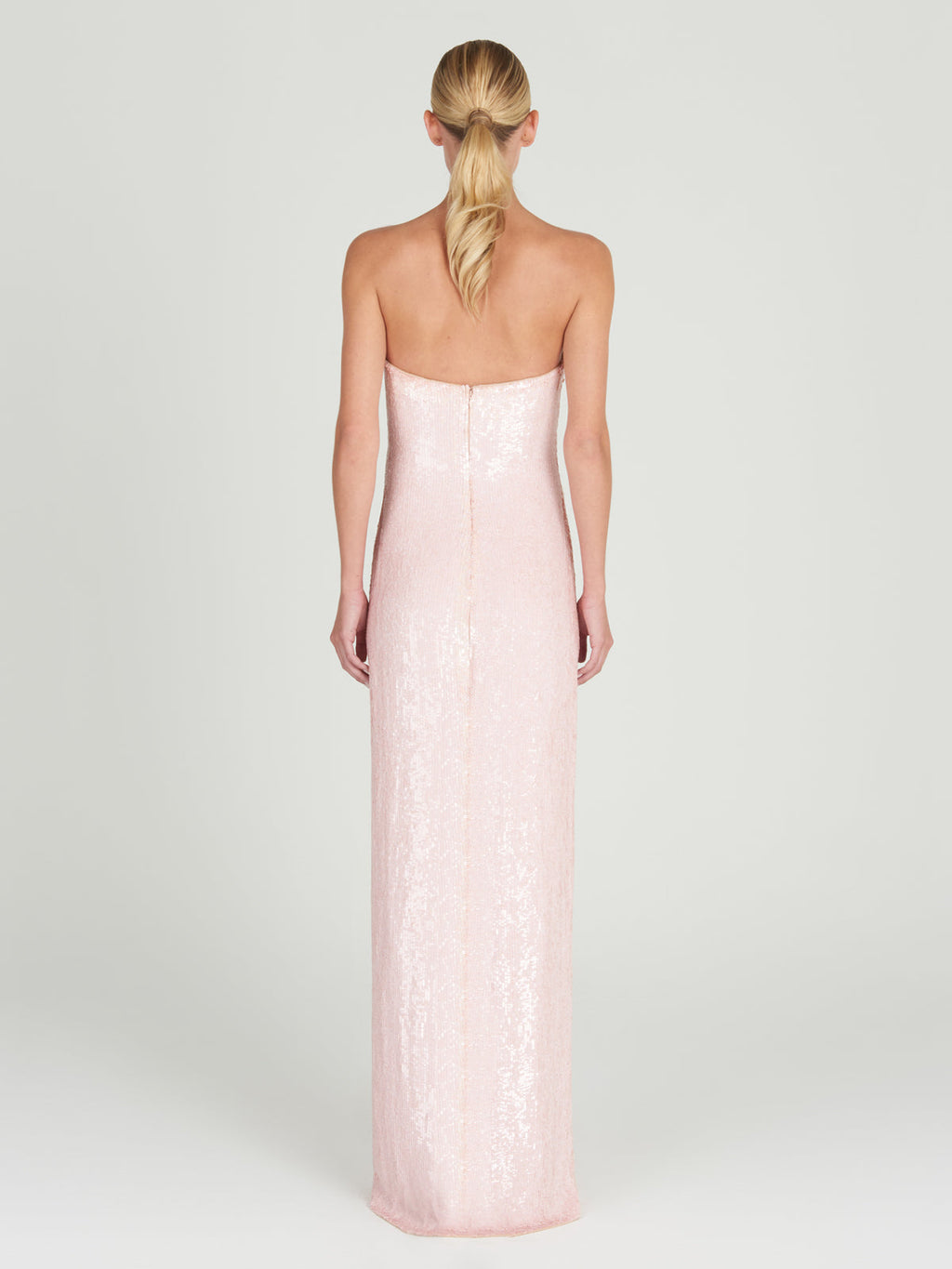 Pink Embroidered Sequined Gown