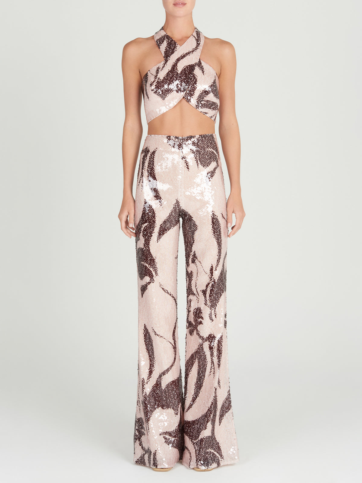 Sequin Crisscross Neck Top