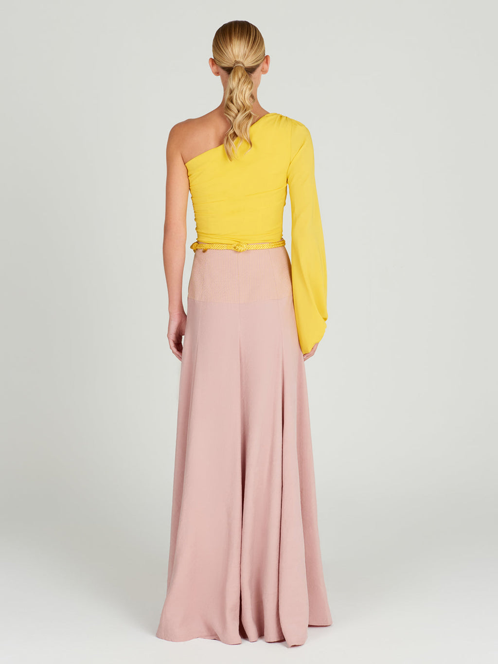 Yellow One-shoulder Ruched Top