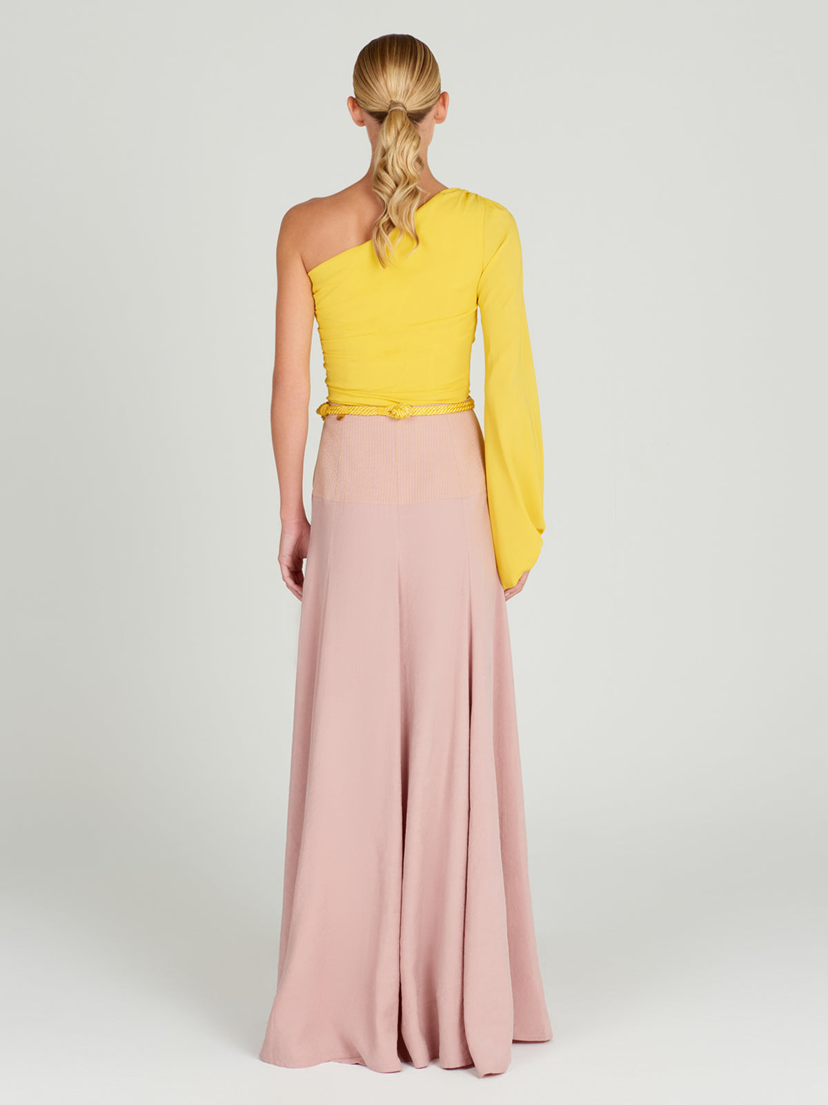 Yellow One-shoulder Ruched Top