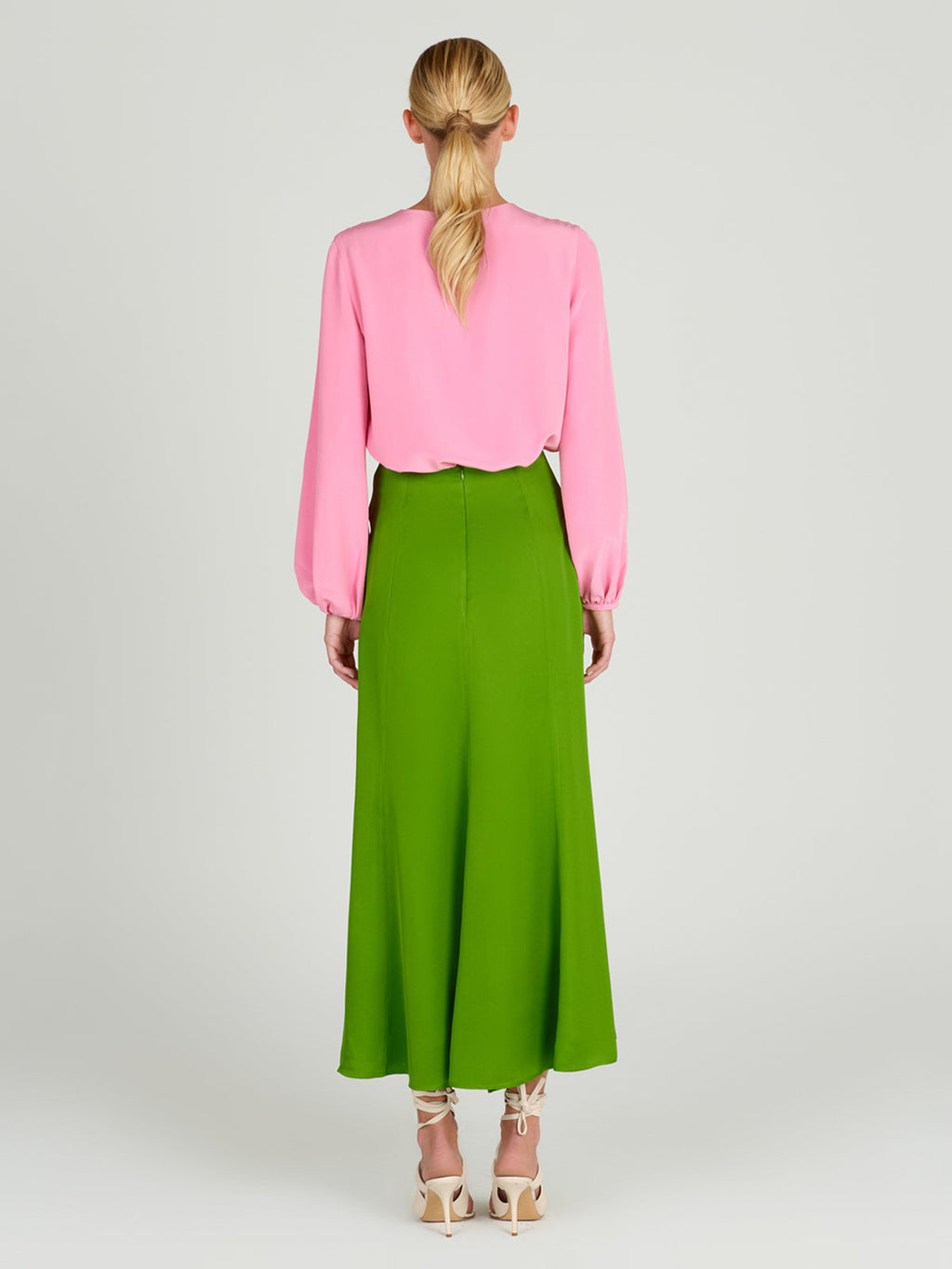 Green Ribbon Mid-Length Skirt