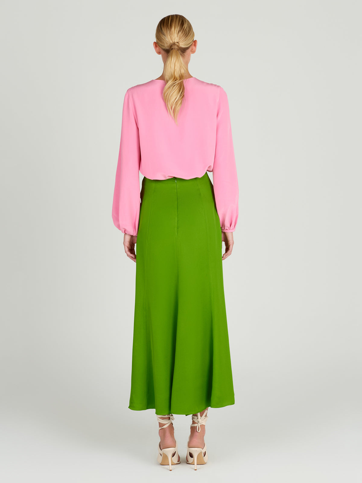 Green Ribbon Mid-Length Skirt