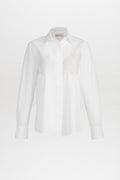 White Embroidered Turn-down Collar Shirt
