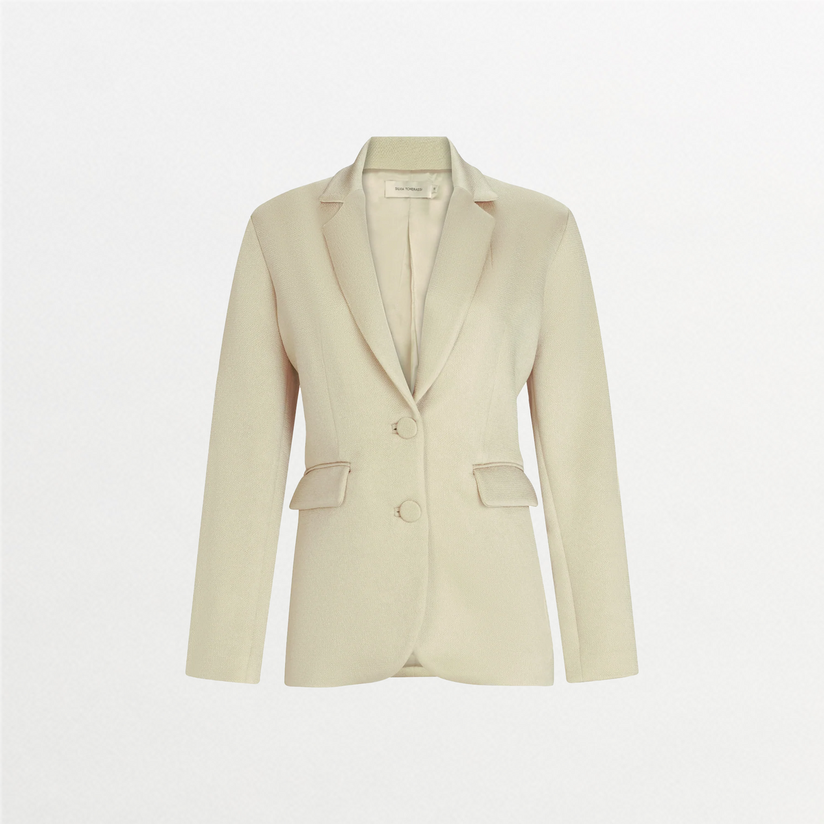 Cream Notched Lapel Single-breasted Blazer