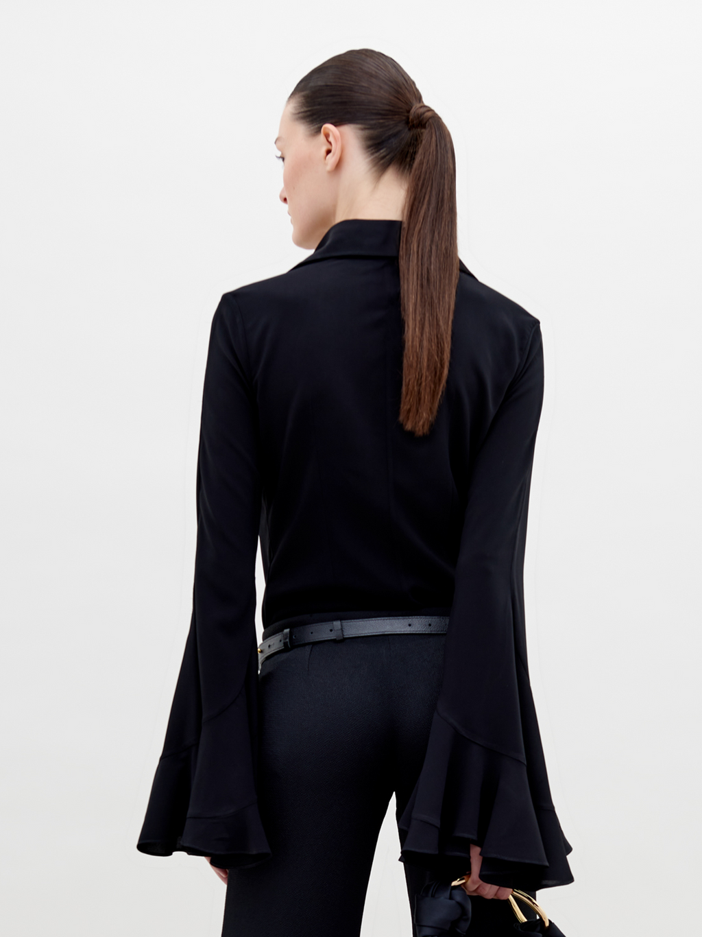 Black Flare Sleeve Shirt