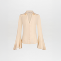 Pale Yellow Flare Sleeve Commuter Shirt