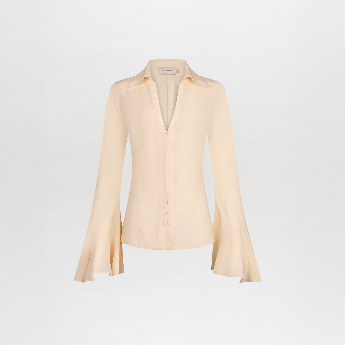 Pale Yellow Flare Sleeve Commuter Shirt