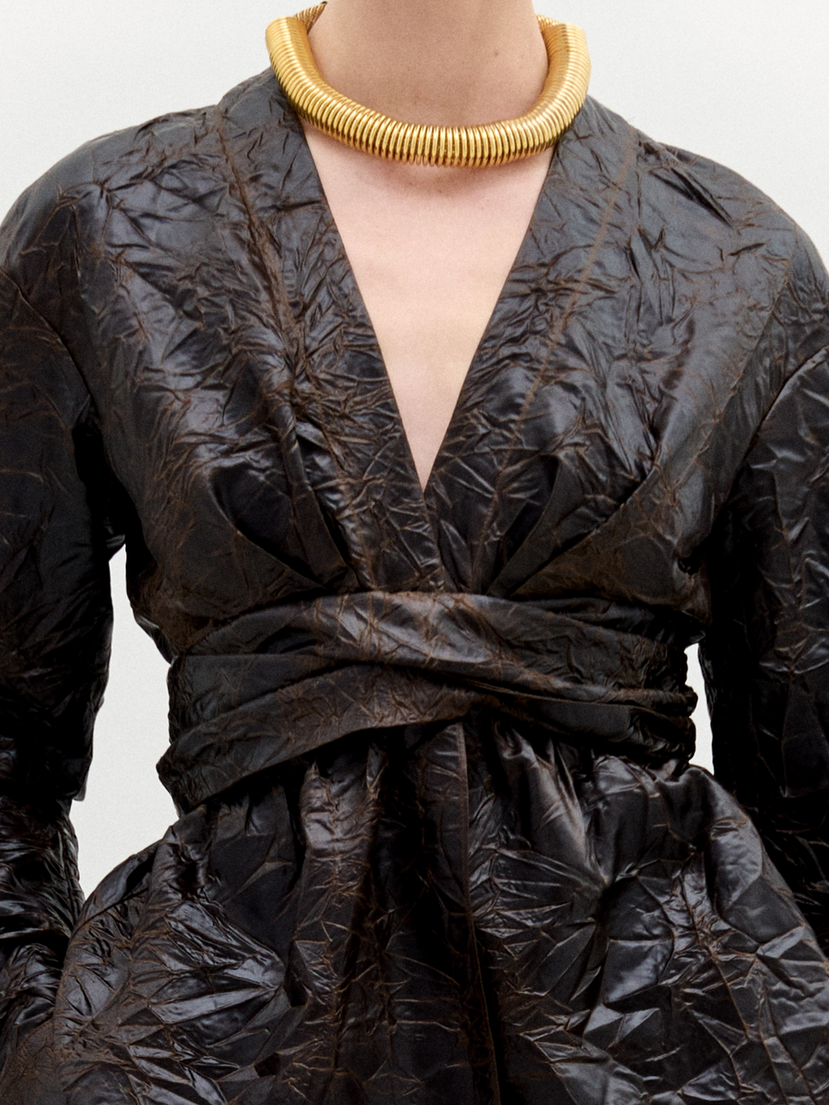 ‌Belted Crinkle Long Sleeve Jacket