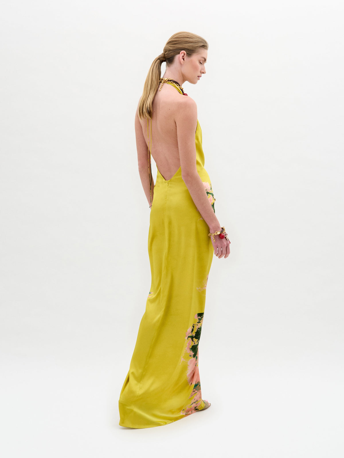 Yellow Pink Green Printed Dress