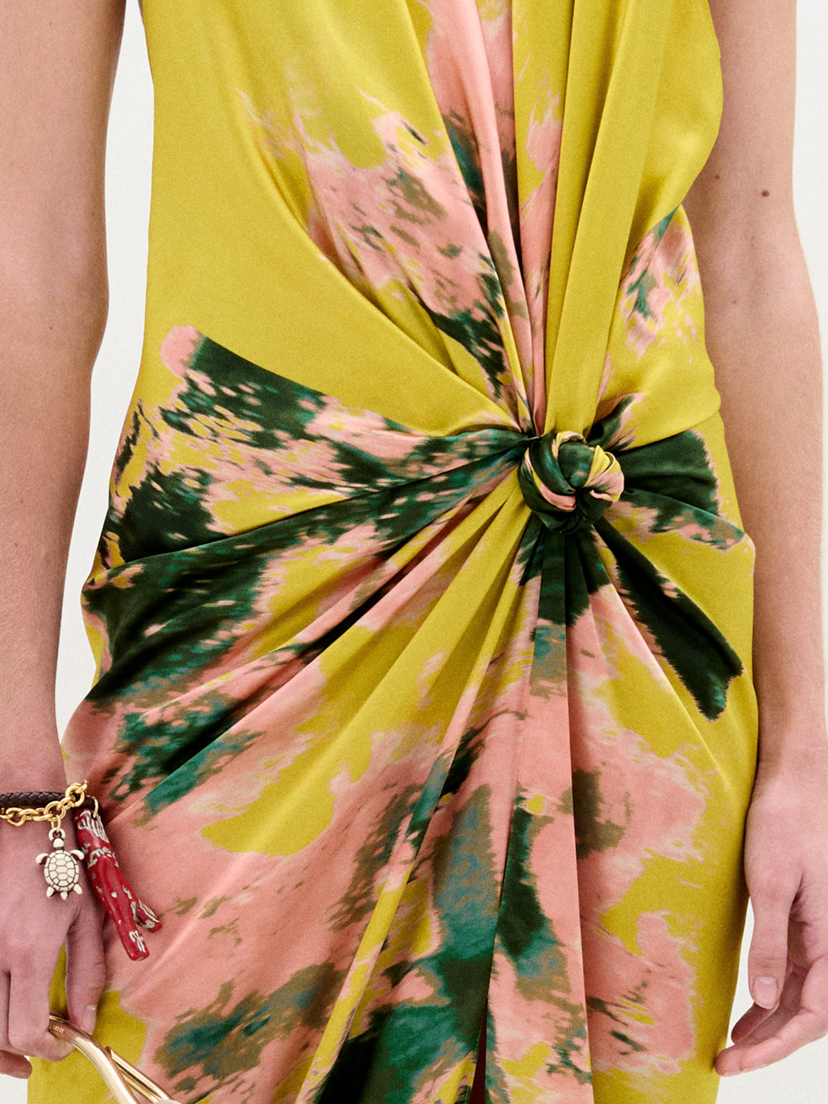 Yellow Pink Green Printed Dress