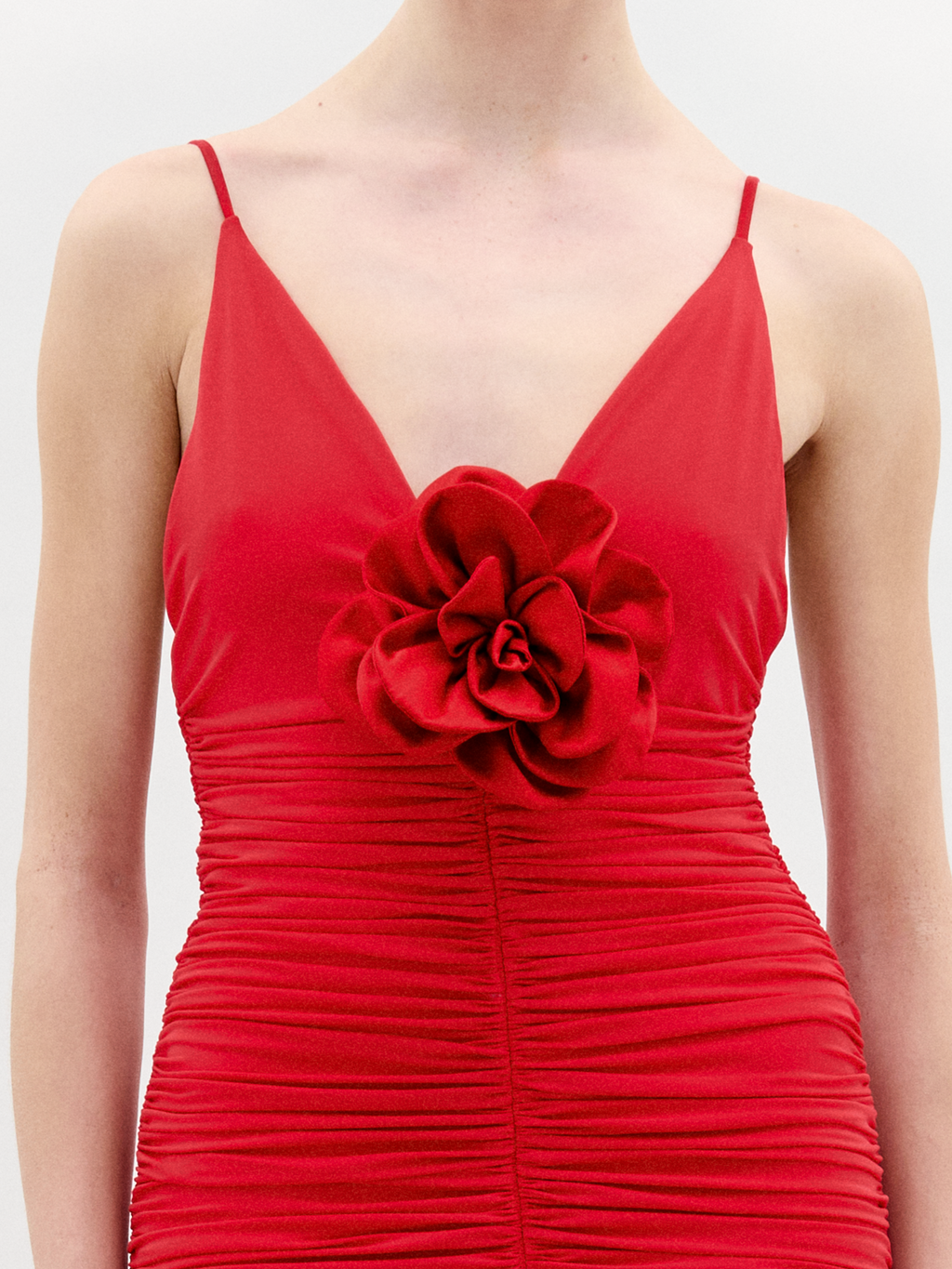 Red Ruched Mermaid Gown
