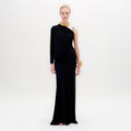 Black One-shoulder Drape Long Dress