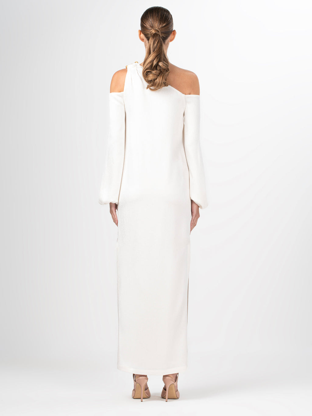 ‌One-Shoulder Long Sleeve Gown