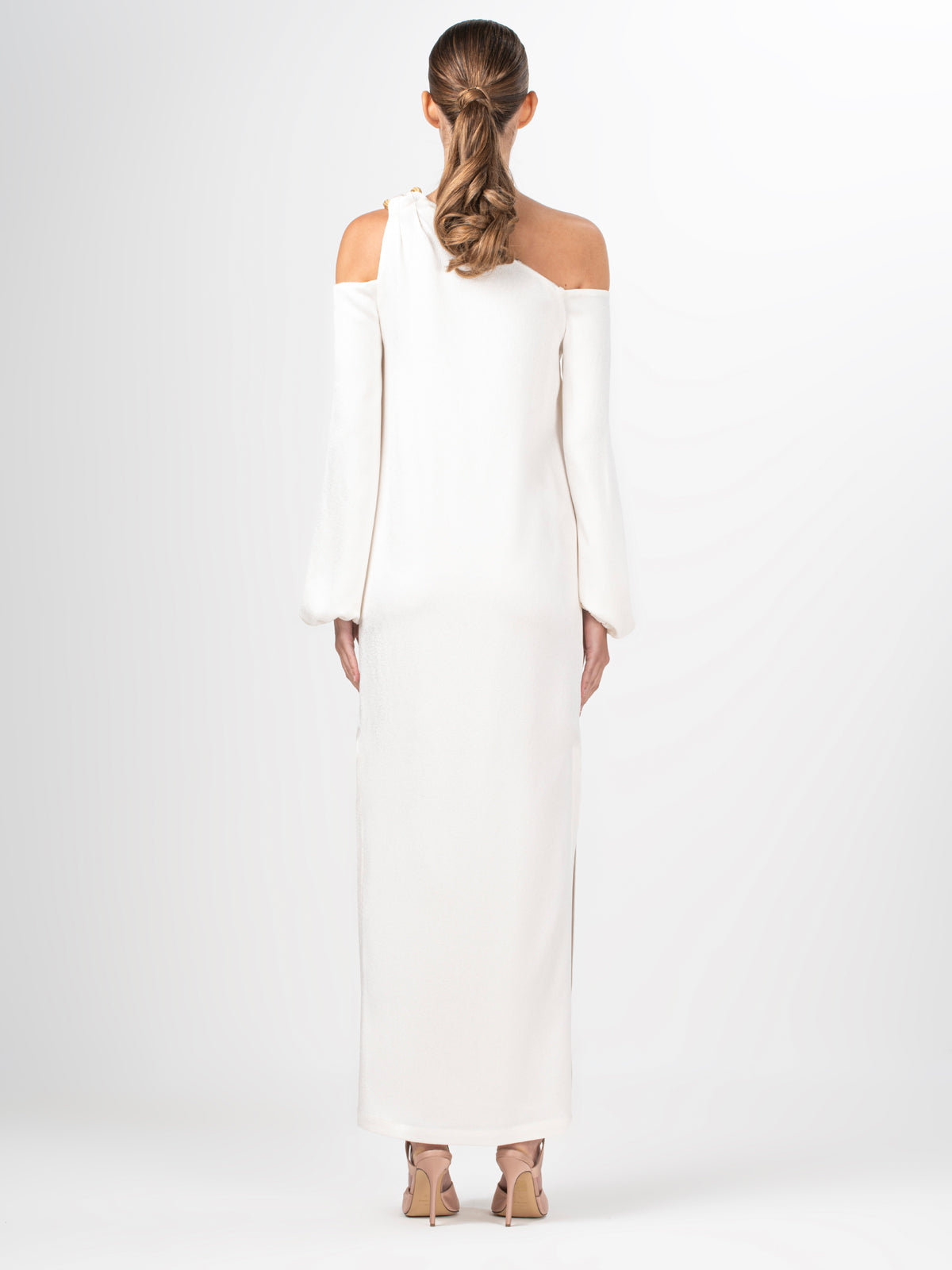 ‌One-Shoulder Long Sleeve Gown