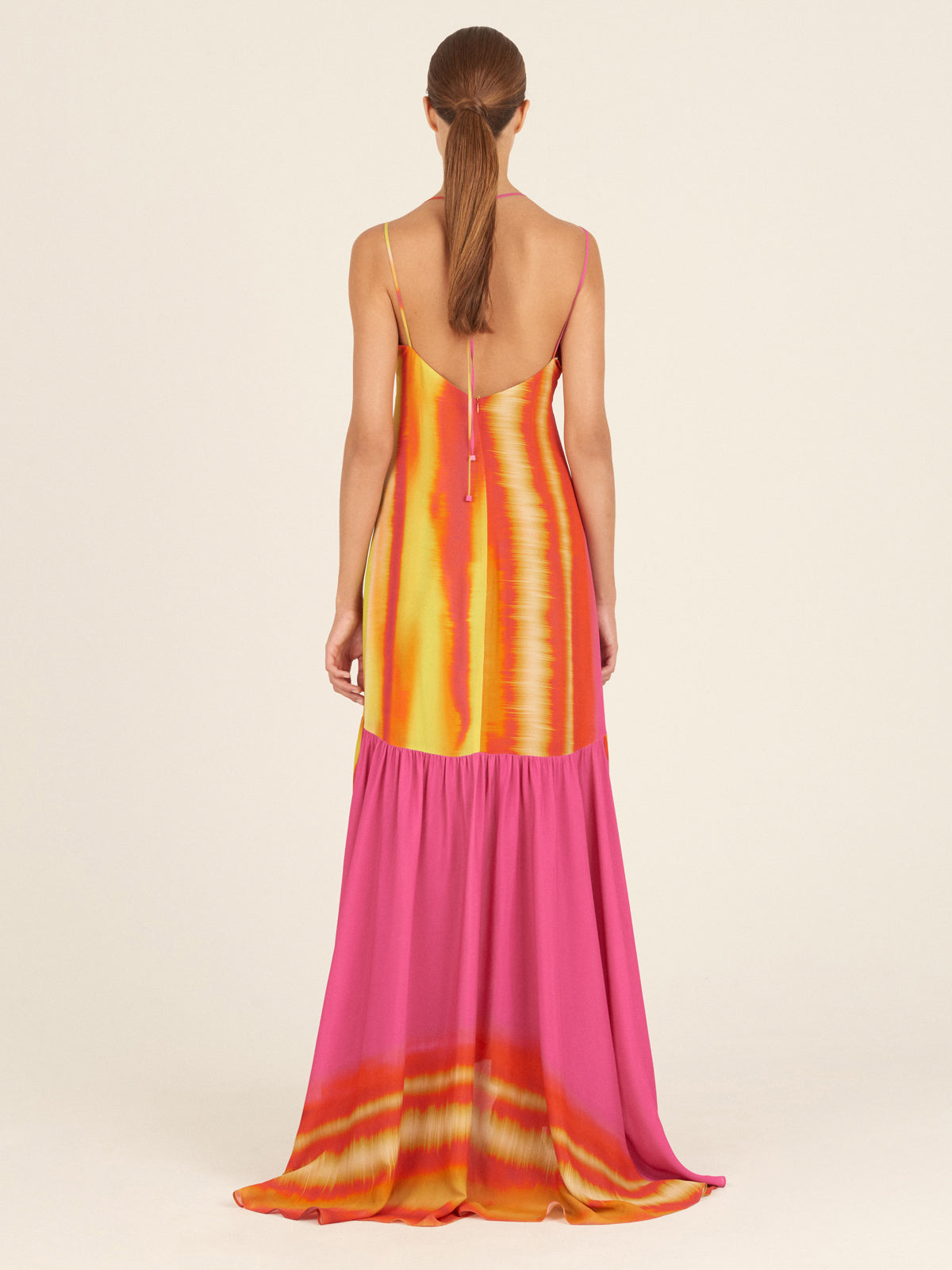 Striped Halter Floor-length Gown
