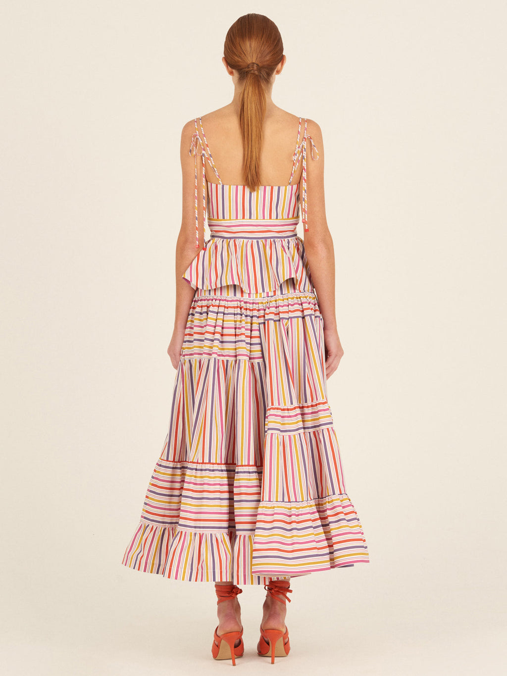 Multi-color Striped Buttoned Strap Dress