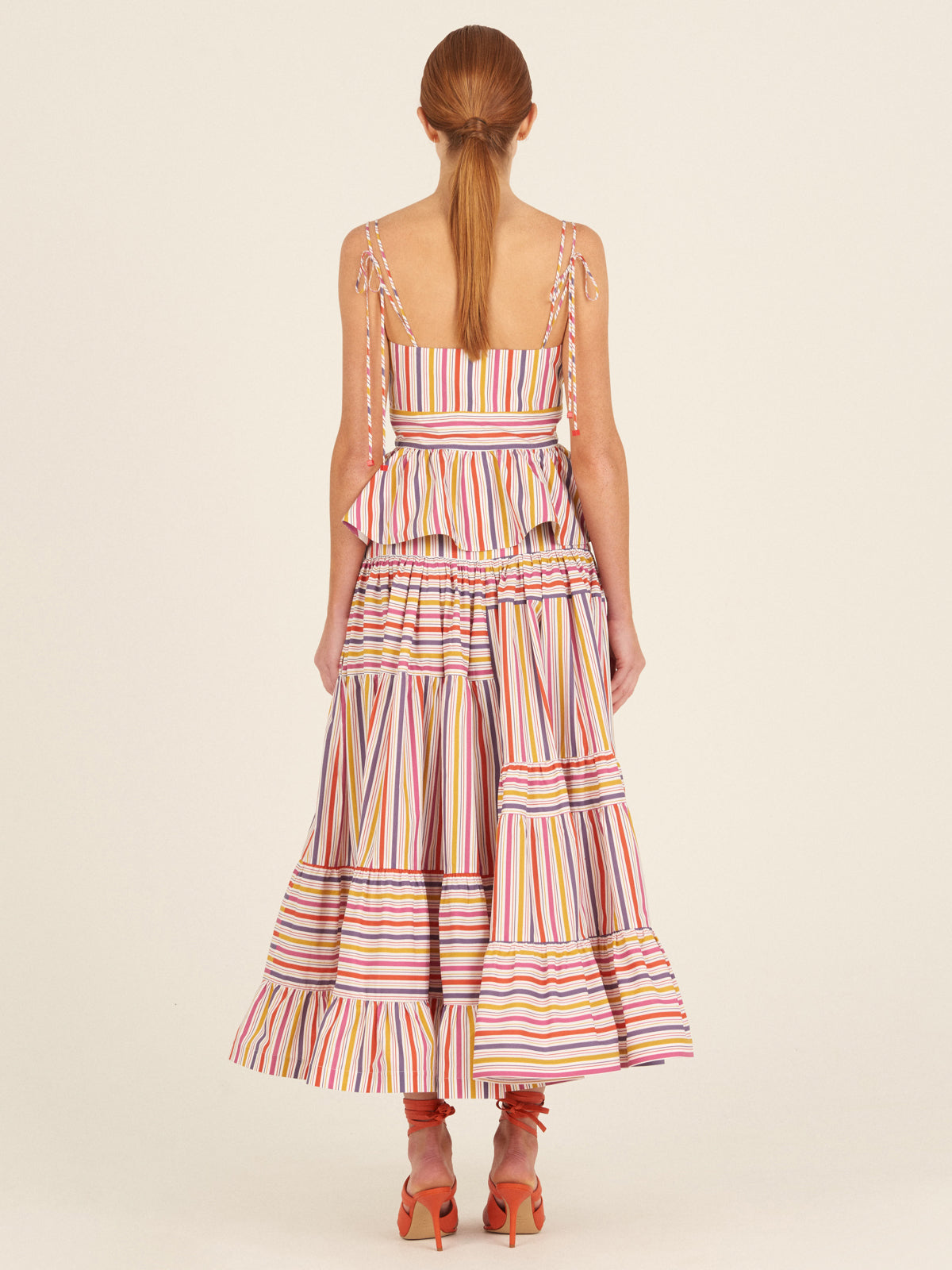 Multi-color Striped Buttoned Strap Dress