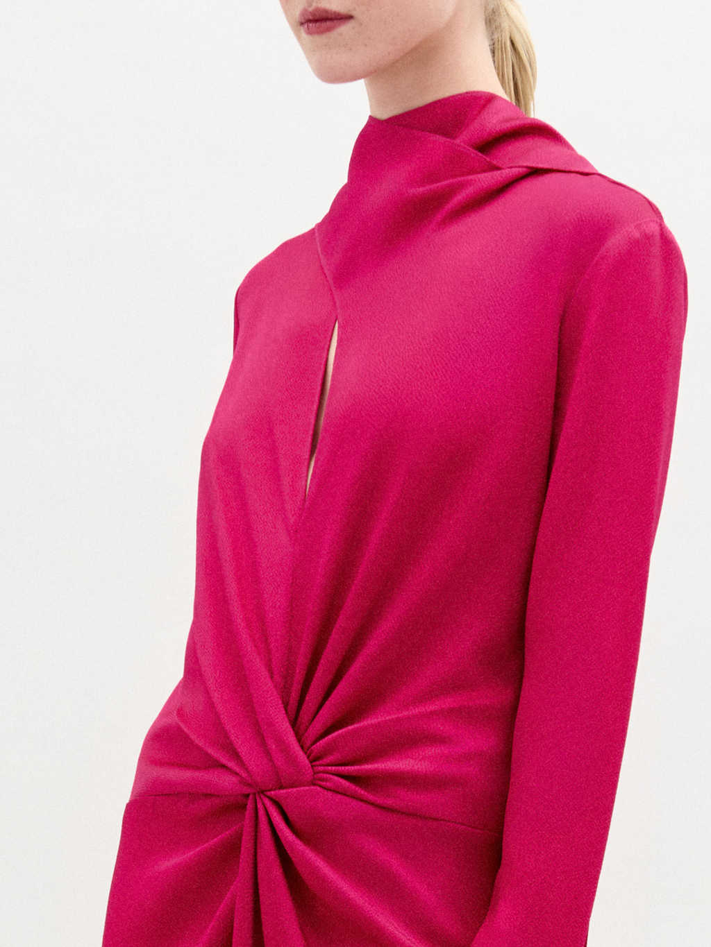 Fuchsia Twist Front Maxi Gown
