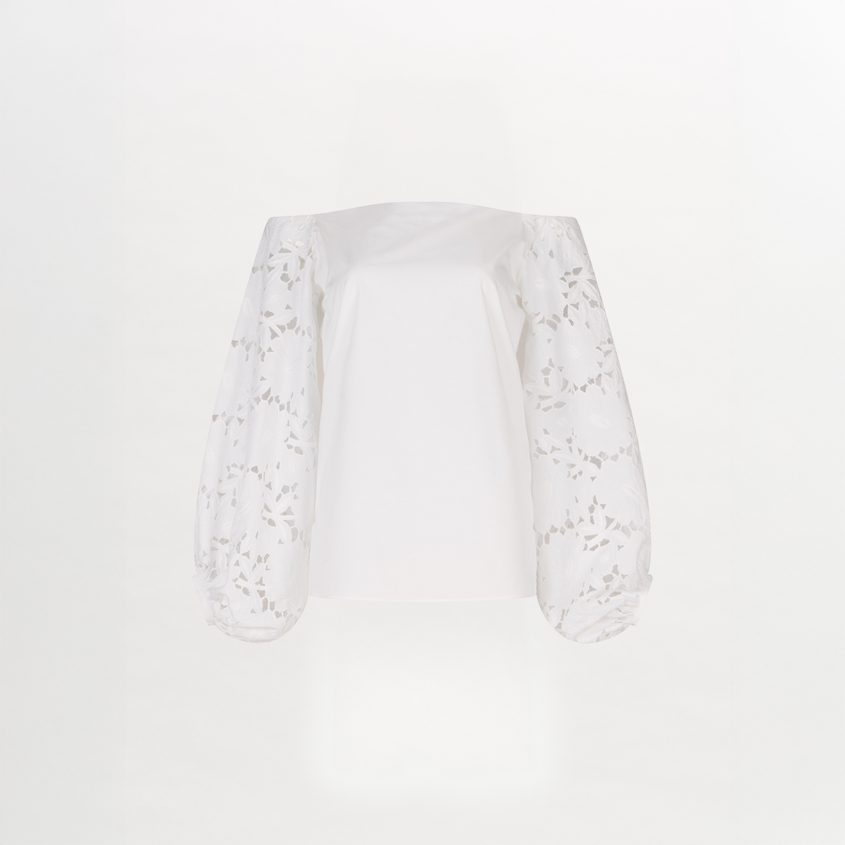 White Off - the - Shoulder Blouse with Puff Sleeves