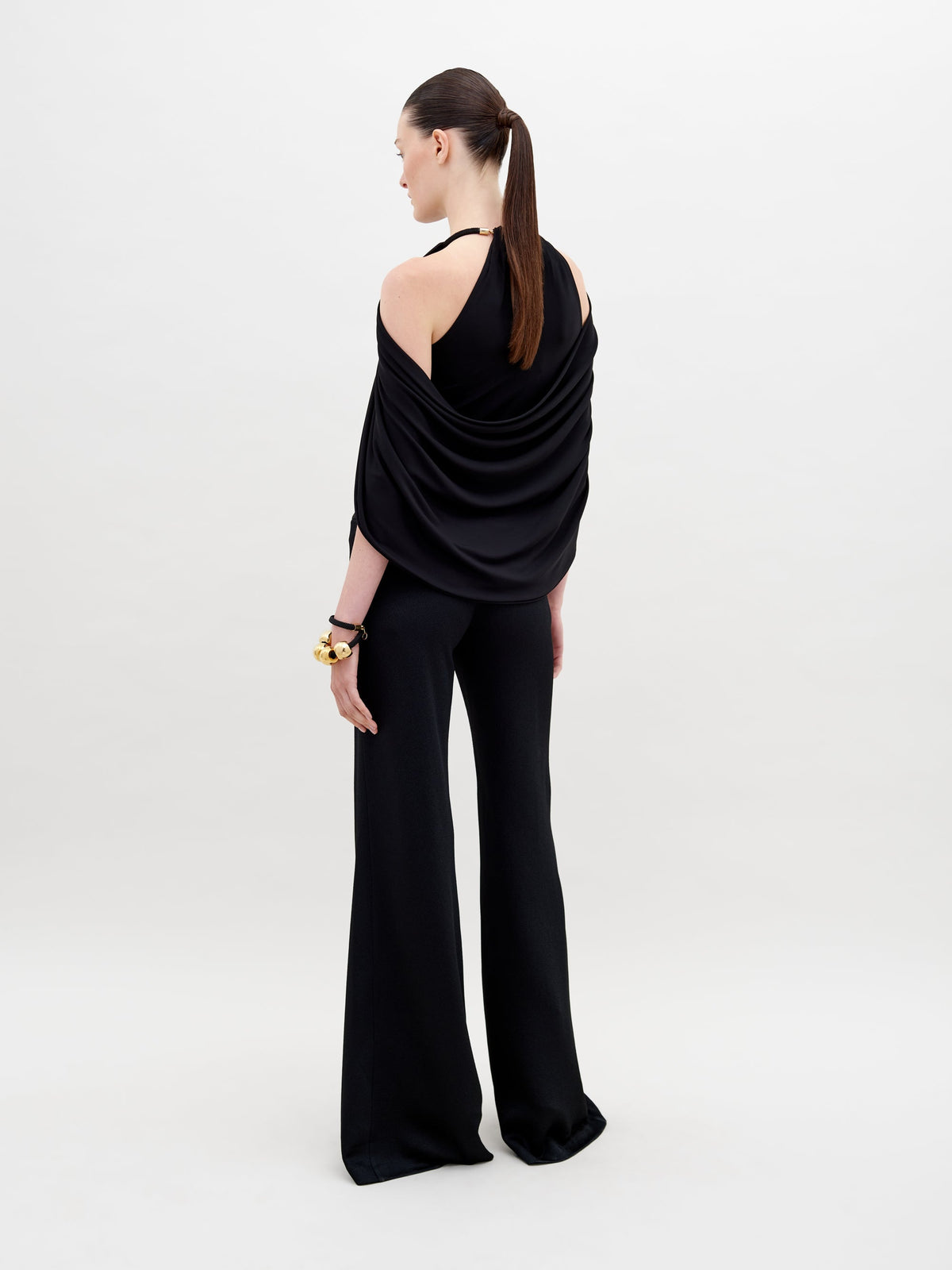Black Drapey Wide-Leg Trousers