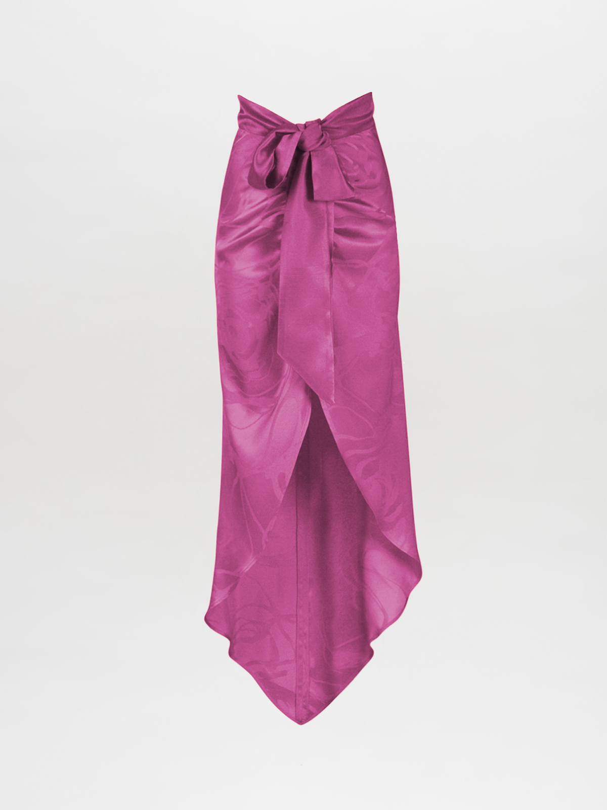 Magenta Satin Tie-Waist High-Waisted Skirt