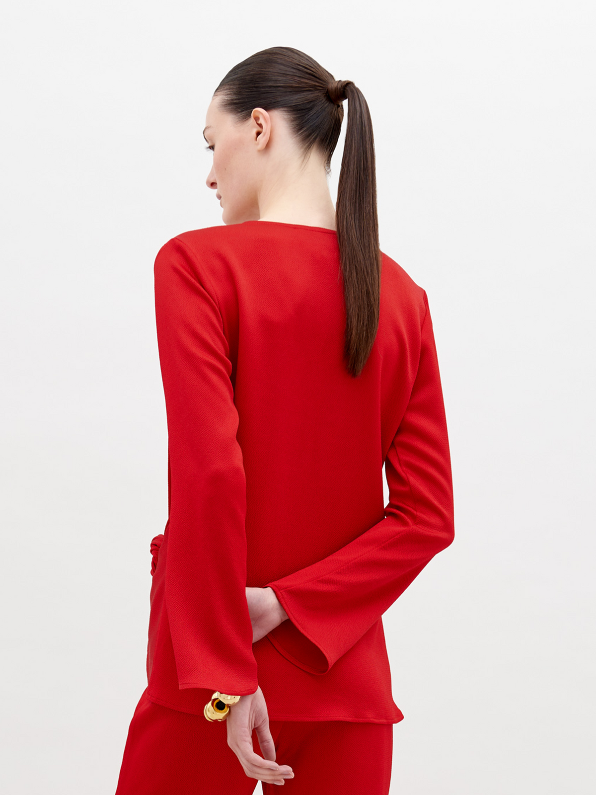 Crimson Tie-front Long-sleeve