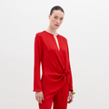 Crimson Tie-front Long-sleeve
