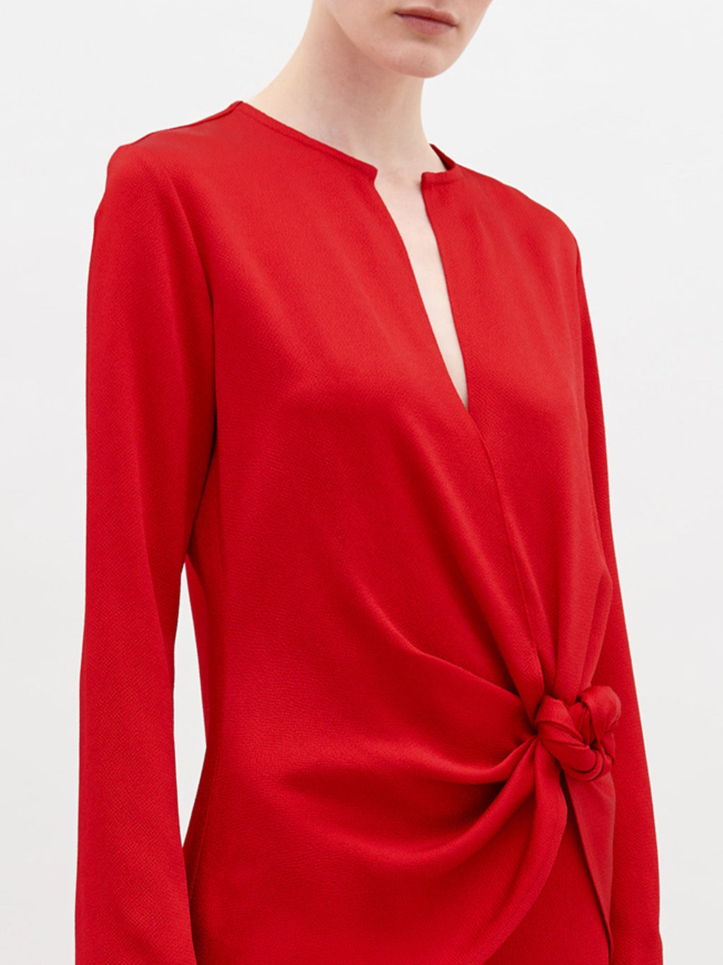 Crimson Tie-front Long-sleeve