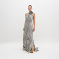 Black White Halter Maxi Dress