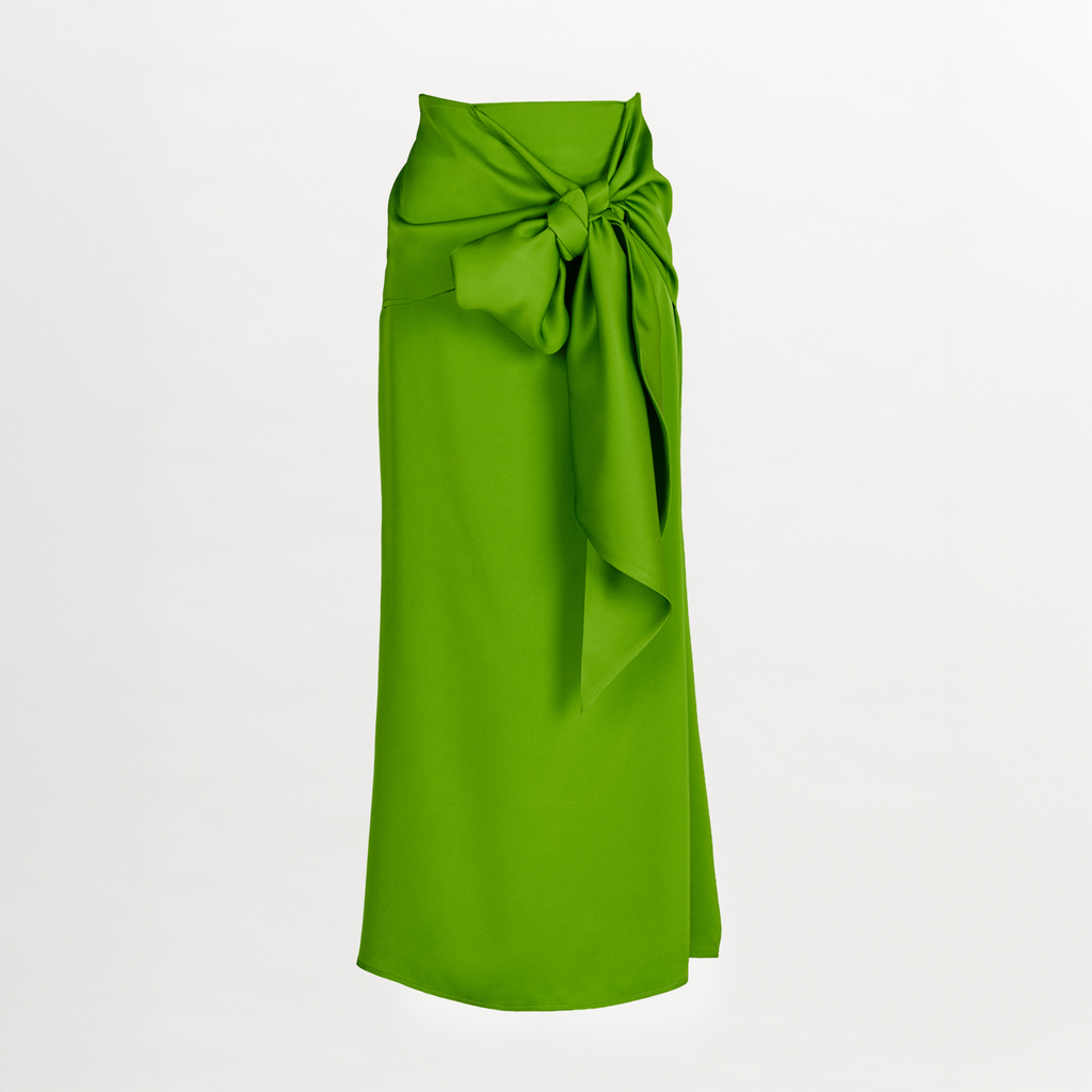 Green Ribbon Mid-Length Skirt
