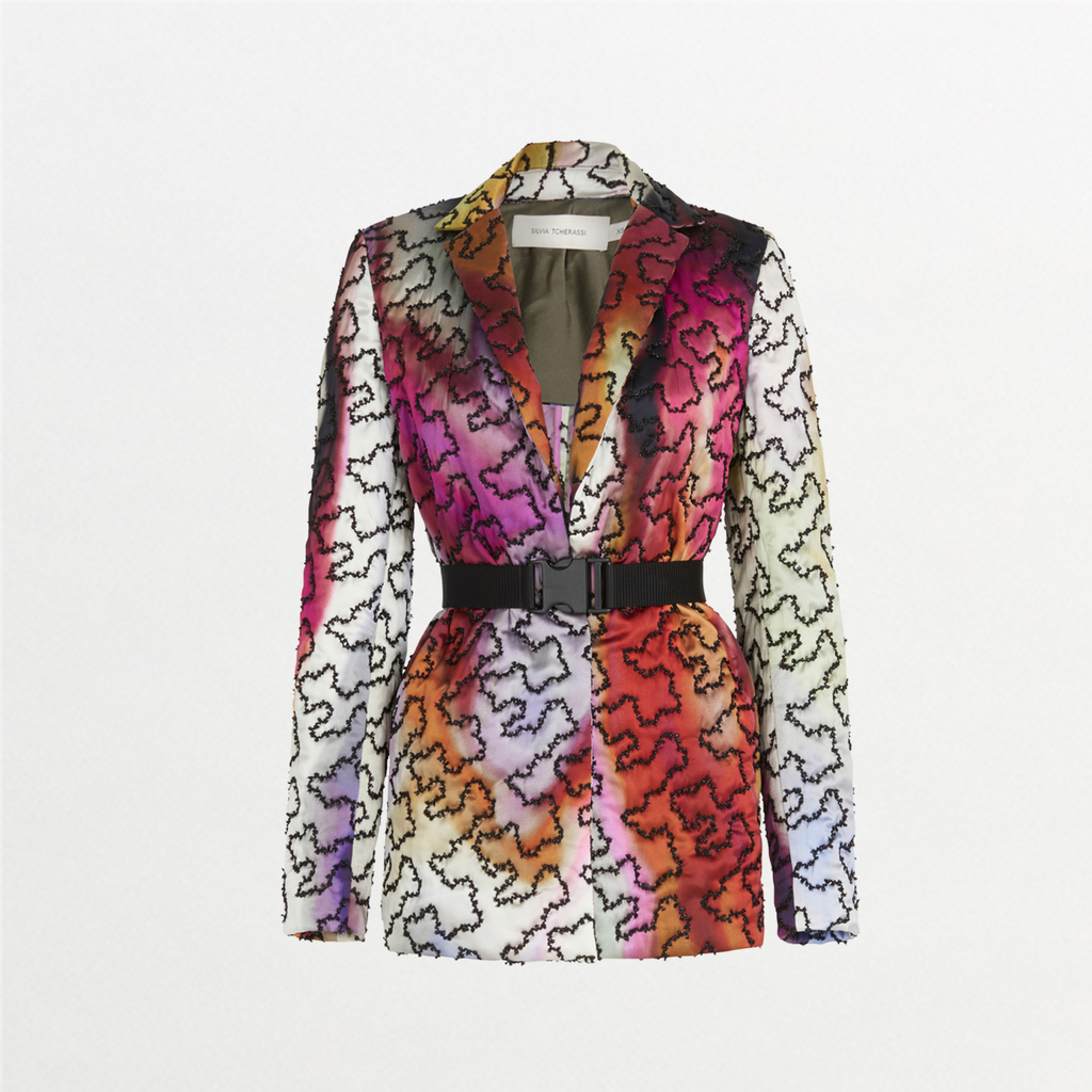 Contrast Print Long-sleeve Blazer